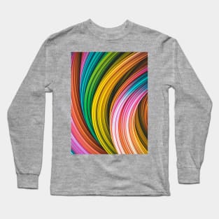 Colorful Abstract Art Strands. Pink, Blue,Yellow, Orange Long Sleeve T-Shirt